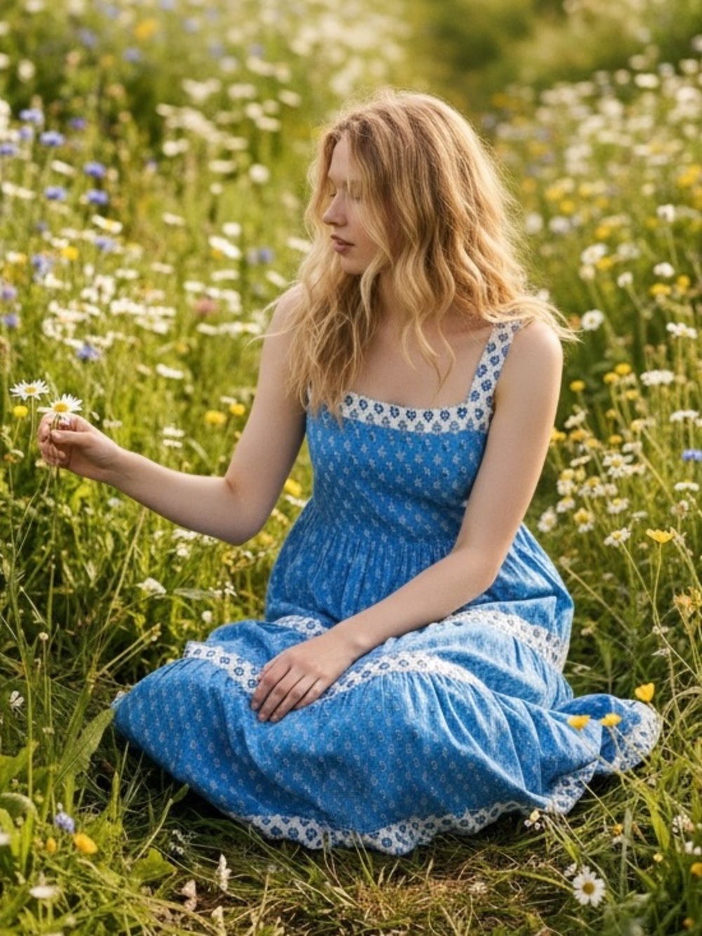 J.Crew Dainty Cottage Smocked Tiered Midi Dress Size 4 Bohemian 70s Block Print - Picture 4 of 10